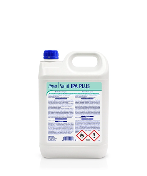 Sanit IPA PLUS es un desinfectante alcoholico para la desinfeccion de superficies. Producto con eficacia bactericida, fungicida y viricida con espectro limitado.