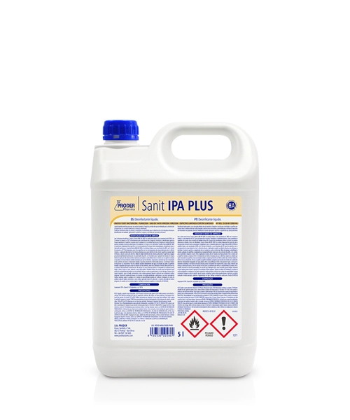 Sanit IPA PLUS HA es un desinfectante alcohólico para la desinfeccion de superficies en la industria alimentaria. Producto con eficacia bactericida, fungicida y viricida con espectro limitado.