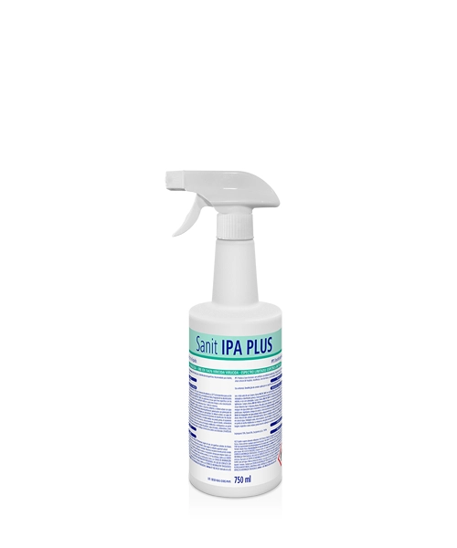 Sanit IPA PLUS es un desinfectante alcoholico ready-to-use para la desinfeccion de superficies. Producto con eficacia bactericida, fungicida y viricida con espectro limitado.
