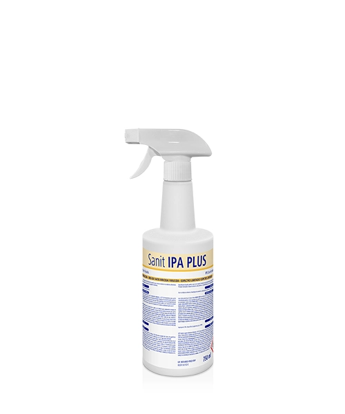 Sanit IPA PLUS HA es un desinfectante alcoholico ready-to-use para la desinfeccion de superficies en la industria alimentaria. Producto con eficacia bactericida, fungicida y viricida con espectro limitado.