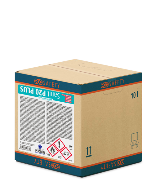 ECOSAFETY Sanit P20 PLUS es un desinfectante de alto nivel para la desinfección de superficies en el ámbito sanitario. Producto con eficacia bactericida, fungicida, levuricida y viricida.
