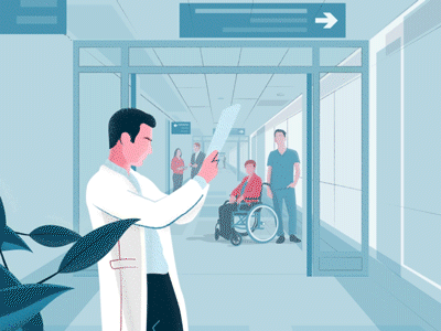 Gif animado de pasillo de hospital para la entrada de junio - La infección nosocomial, un riesgo invisible.