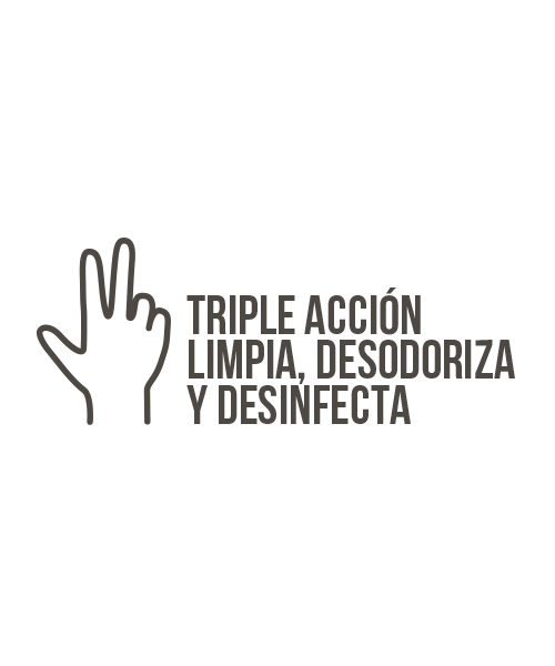 KPI Triple accion, limpia, desodoriza y desinfecta.